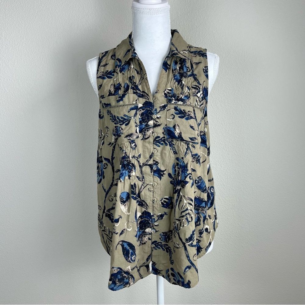 Caffé Marrakesh Boho Floral Capsule Wardrobe Sleeveless Blouse Size S